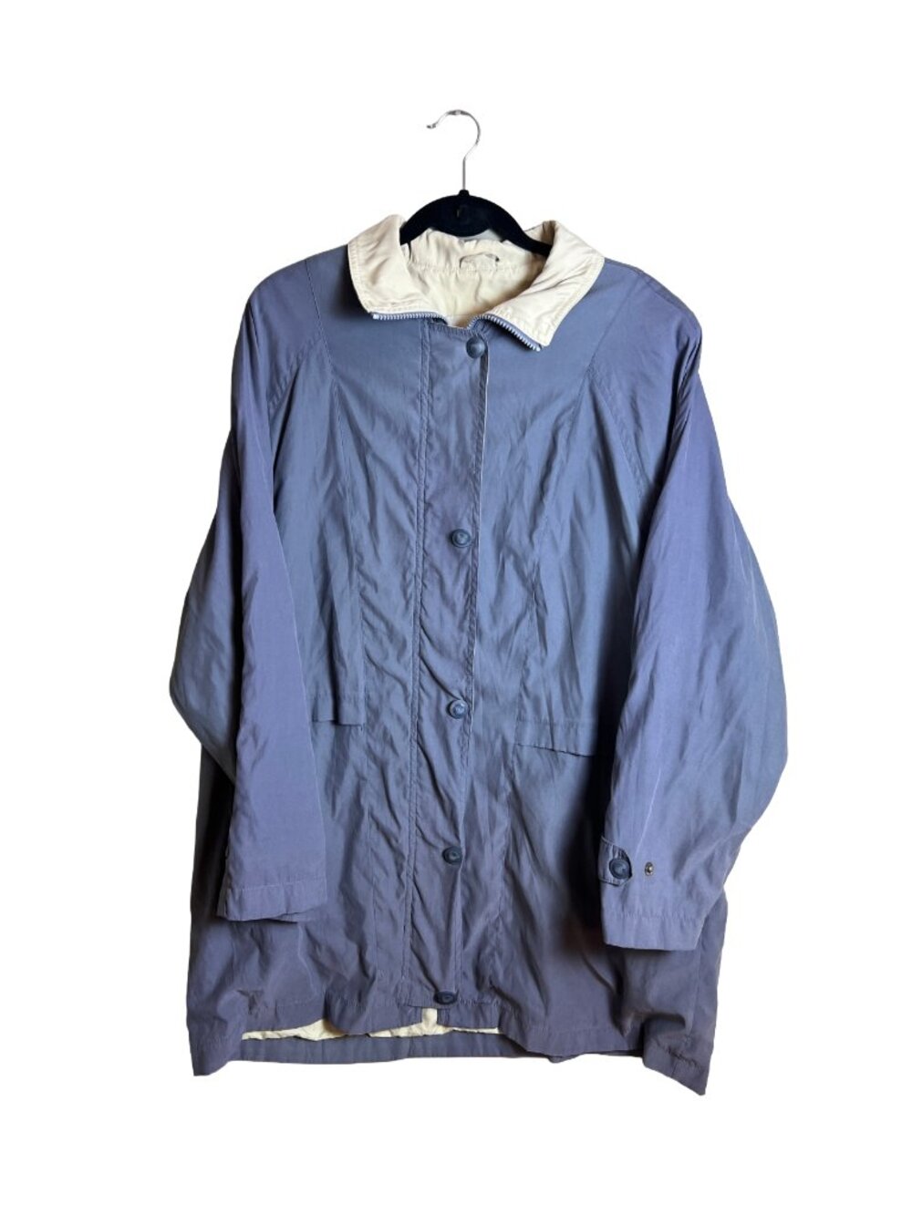 Vintage‎ London Fog Raincoat Dusty Blue Minimalist 90s Large